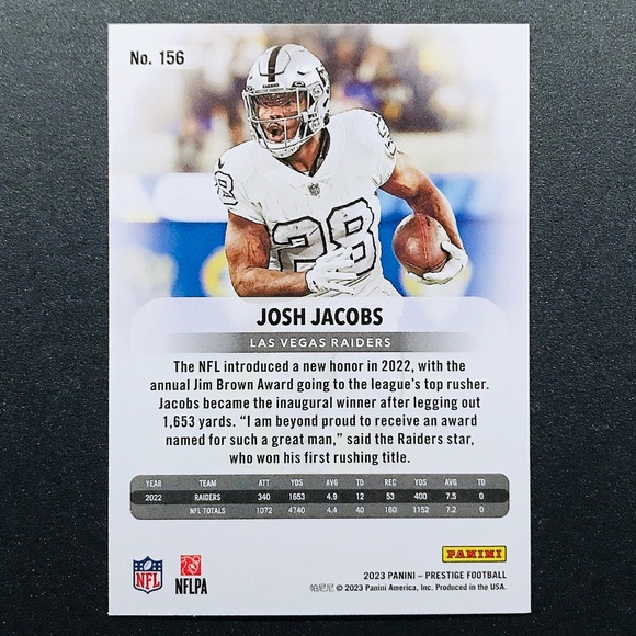 Josh Jacobs - 2023 Prestige #156 - Picture 2 of 2